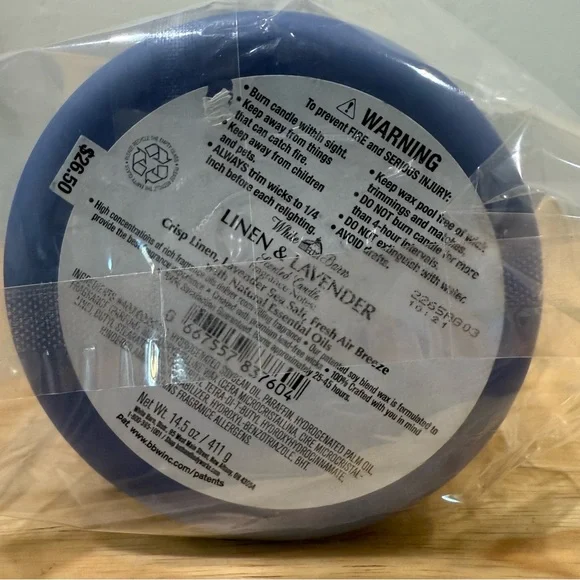 Bath & Body Works /White Barn Linen & Lavender Scented 3 Wick Candle - Picture 2 of 2